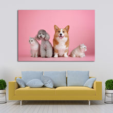 Cargar imagen en el visor de la galería, Cuadro perritos fondo rosa
